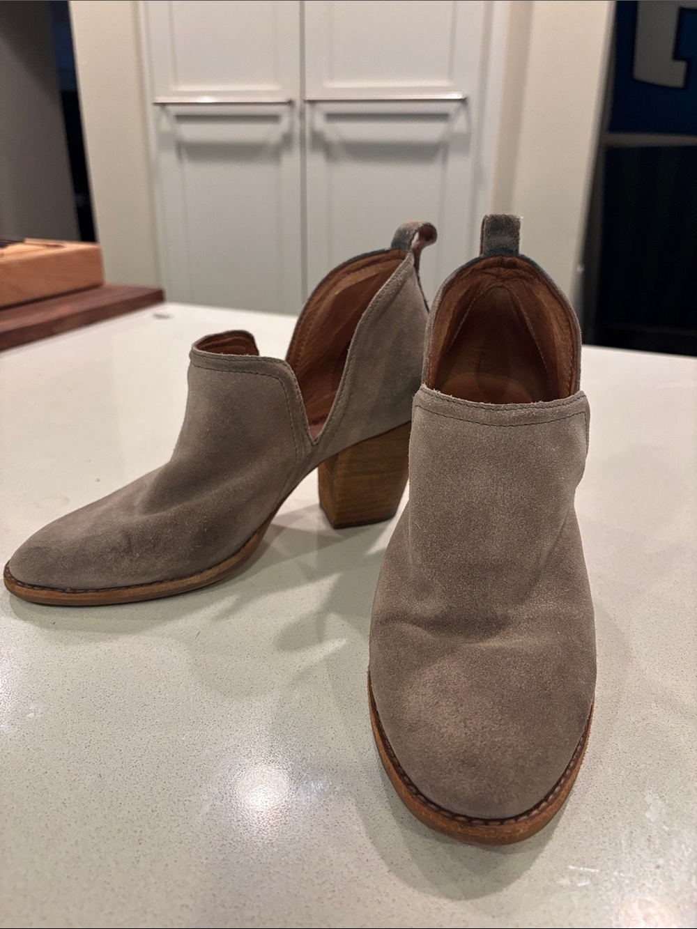 Jeffrey Campbell Taupe Suede Cutout Block Heel Boots